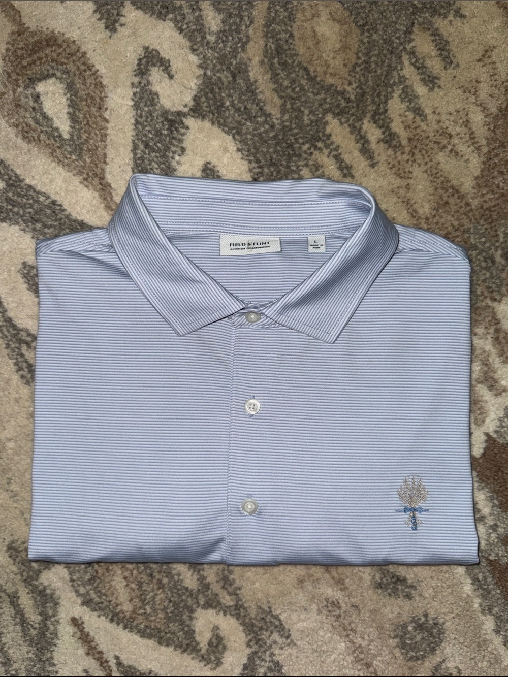 Striped Polo Golf Shirt L